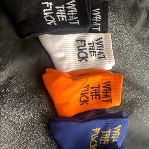 Soft 100% cotton what the fuck socks.